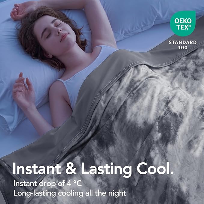 Cooling Blanket Queen Size 90"x90" for Hot Sleepers | Cold Summer Soft Blanket for Bed Couch and Travel Absorbs Heat Q-Max>0.35 Cool Lightweight Throw for Night Sweats Menopause