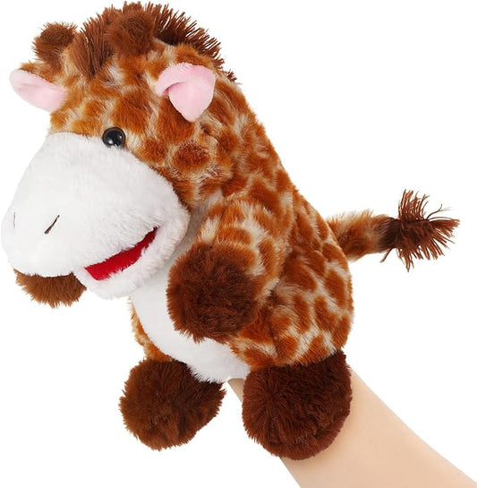 Animal Hand Puppets 11 Inch Sea Turtle Plush Dinosaur Animals Hand Puppet Toys Role-Play Toy Puppets for Kids Storytelling Imaginative Pretend Play Teaching Preschool(Giraffe)