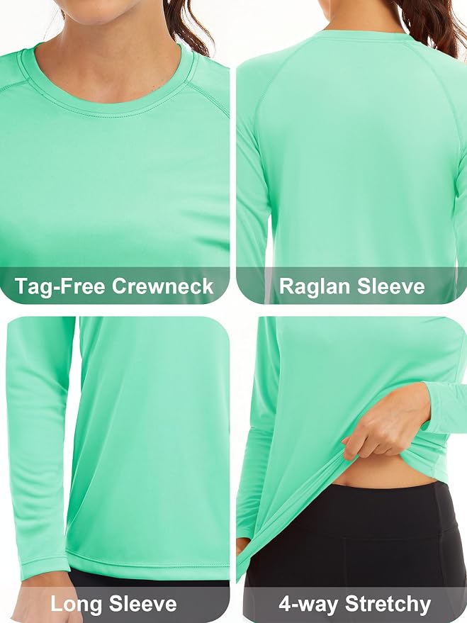 MAGCOMSEN Women's Long Sleeve Shirts UPF 50+ Sun Protection Shirts for Hiking Fishing Workout Rash Guard