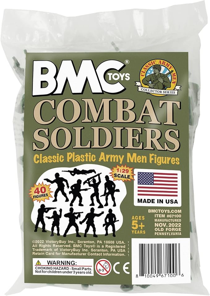 BMC Classic OD Green Plastic Army Men - 40pc WW2 Soldier Figures - Made in USA