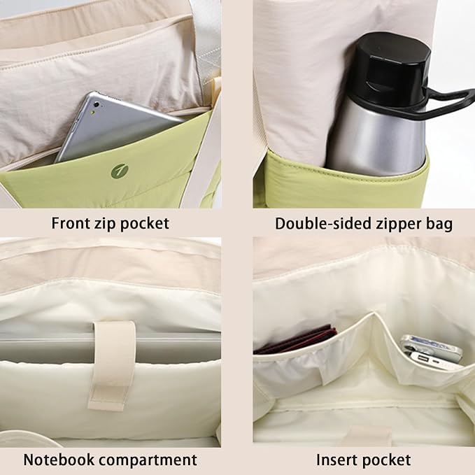 Tote Bag for Women,Lightweight Durable Puffy Yoga Mat Bag with Compartments,Shoulder Handbag for Work, Travel, Gym