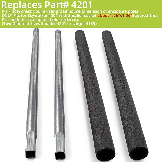 Trampoline Poles Replacement for Skywalker Or Jumpzylla,Galvanized Trampoline Enclosure Pole for Skywalker or Jumpzylla,Replace Parts#4201 4202 4135 OR for Jumpzylla 8ft 10ft&12ft 14ft