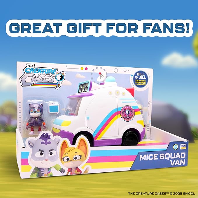 P.M.I. The Creature Cases Mice Squad Van – Secret Agent Vehicle with Rolling Wheels, Undercover Styling, and CLADE Mouse Team Transport Toy by PMI Kids World
