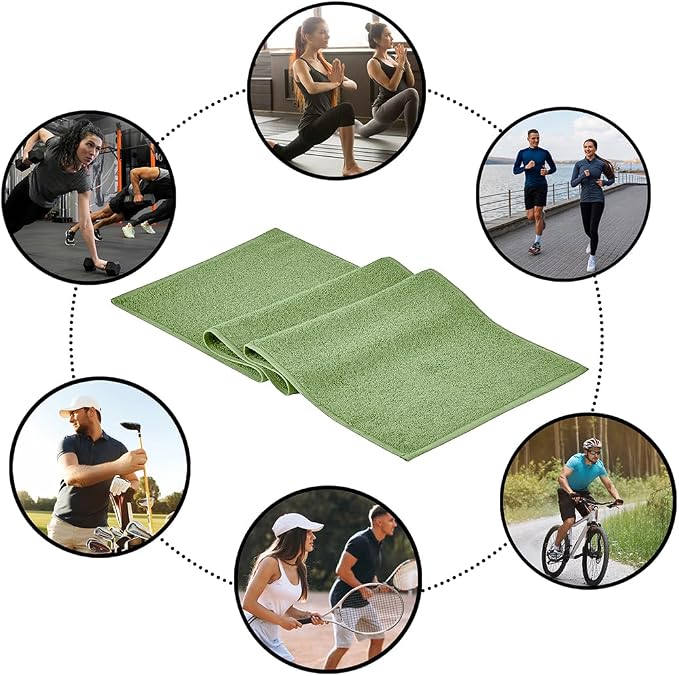 NUKURA 12” x 40” Gym Sweat Towel, 450 GSM, 100% Cotton, High Absorbency, Extra Soft & Quick Dry Workout, Yoga, Fitness, Pickleball, Running Neck Towel – Sage Green