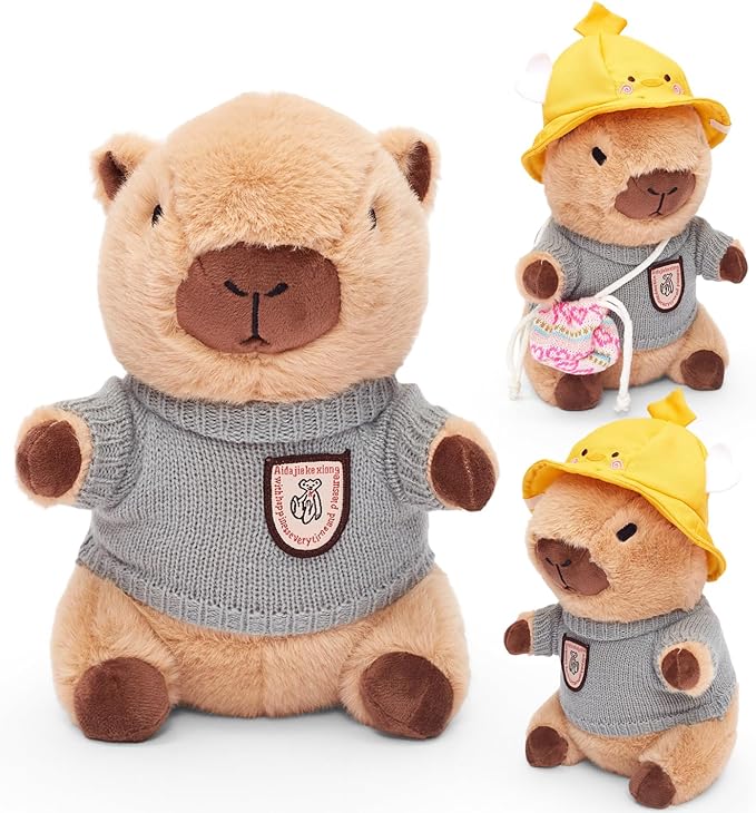 Capybara Plush Toy, Cute Stuffed Animals Kawaii Capibara Plush Pillow Christmas Birthday Easter Valentine's Day Gift for Kids Boys Girls (10 PCS)