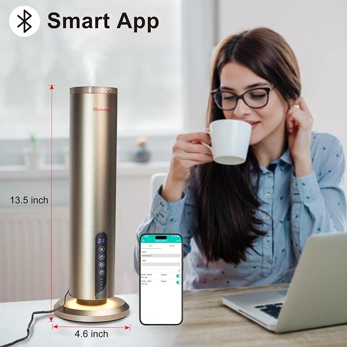 Waterless Hotel Scent Diffuser Waterless Essential Oil Aromatherapy Diffuser with Timer, 1500 Sq Ft Coverage Fit for Home, Office, Large Space, Bedroom & Spa-Champagne