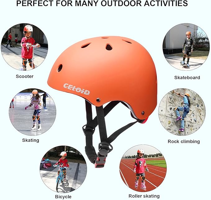Kids Bike Skateboard Helmet Pad Set,Toddler Cyling Protective Gear Knee & Elbow Pads Wrist Guards for 5-8-10-12-14-16 Years Girls Boys Bicycle Scooter Roller Skate Inline Skating Rollerblading