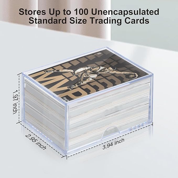 10-Pack 100-Count Deck-Case Card-Box - 2 Piece Trading Card Storage Box, Trading Deck Boxes, Clear Case Collection Storage Box for Gaming, Sports, Playing