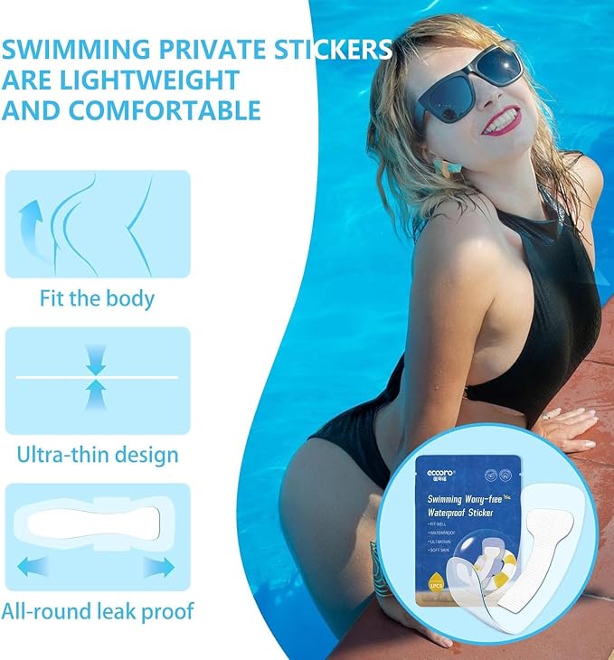 Waterproof Pads for Swimming | Swimming Private Stickers for Women | Skin-Friendly Private Area Protection | Dirt Prevention for Swimming & Daily Activities | 7-Pack（5.9 * 16.5in）