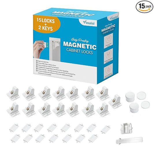 Vmaisi Baby Proofing Magnetic Cabinet Locks (15 Locks and 2 Keys)