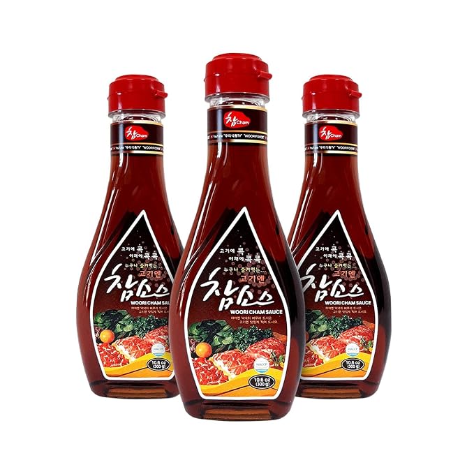 WOORI Cham Sauce Korean BBQ Dipping Sauce, 31.8 oz 3 Pack | Korean BBQ dipping sauce, bulgogi marinade, soy based, sweet tangy flavor, pork belly, kalbi, onion salad