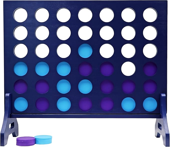Tailgating Pros Premium Navy Giant Four in a Row with Carrying Case - Jumbo Oversized Outdoor Yard Game - Connect Multiple Pucks in a Row to Win - Many Puck Colors Available!
