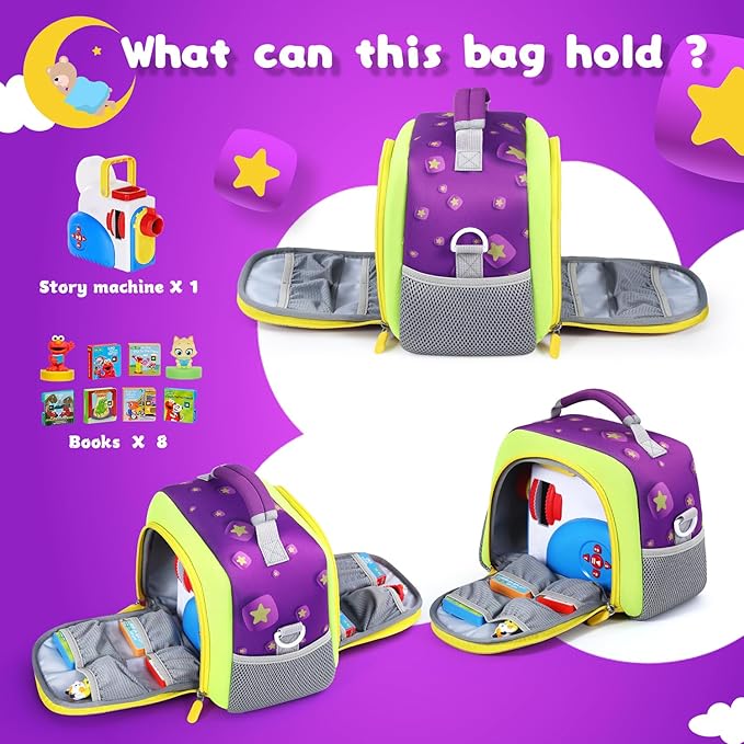 Carrying case Bag Compatible with Little Tikes Story Dream Machine Books Starter Set，Storage for Storybook, Audio Play, Character Travel bag (Purple)