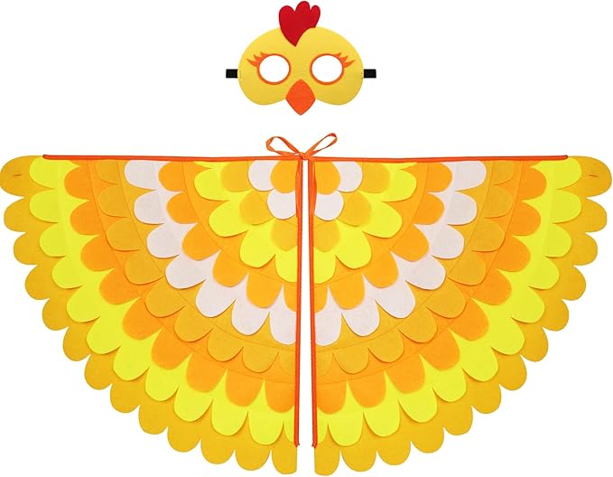 D.Q.Z Bird-Wings-Costume for Kids Dress Up, Felt Feathered Owl Parrot Chicken Animal Role Play Costume, Gift for Girl Boys
