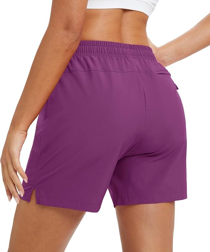 MAGCOMSEN Women's 5" Hiking Shorts UPF 50+ Quick Dry Lightweight Athletic Running Golf Summer Casual Shorts with Pockets