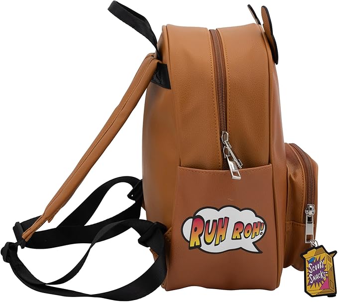 AI ACCESSORY INNOVATIONS Scooby Doo Big Face Cospaly Mini Backpack Purse with Mystery Machine Card Holder, Faux Leather, 10.5 Inch