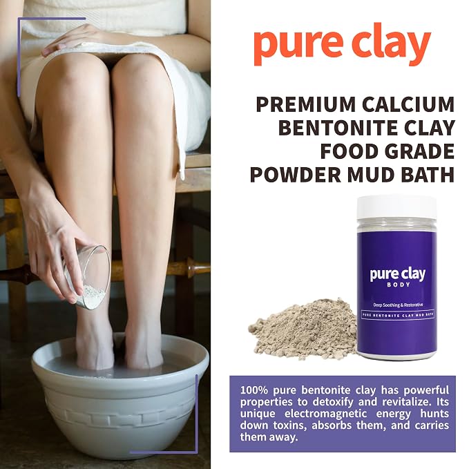 Pure Calcium Bentonite Montmorillonite Mud Bath Soak, Deep Soothing Restorative Aztec Indian Healing Clay for Relaxing Detox, Inspired by Ancient Aztec, Bentonite Clay Food Grade Inspired for Spa Care