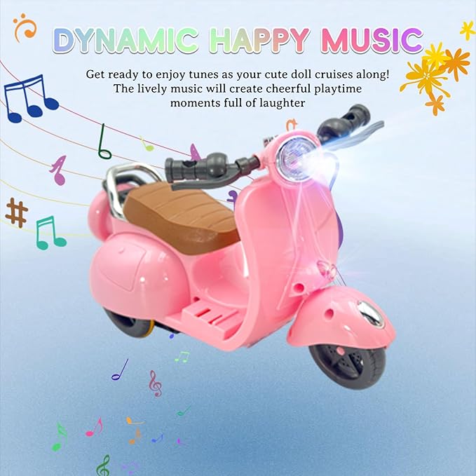 Accessories for 17cm Doll - Cute Doll Motorcycle Toy, Decor Desktop Ornaments for Dolls Collectors (Pink)