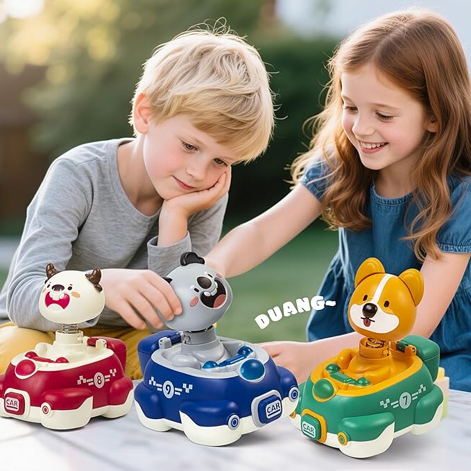 Press to Go Car Toys for Toddlers 1-3,Baby Animal Race Cars, Infant Play Vehicle Set,Car Toys for 6-9-12-18 Months, 1st Birthday Gifts for 1-2 Years Old Boys