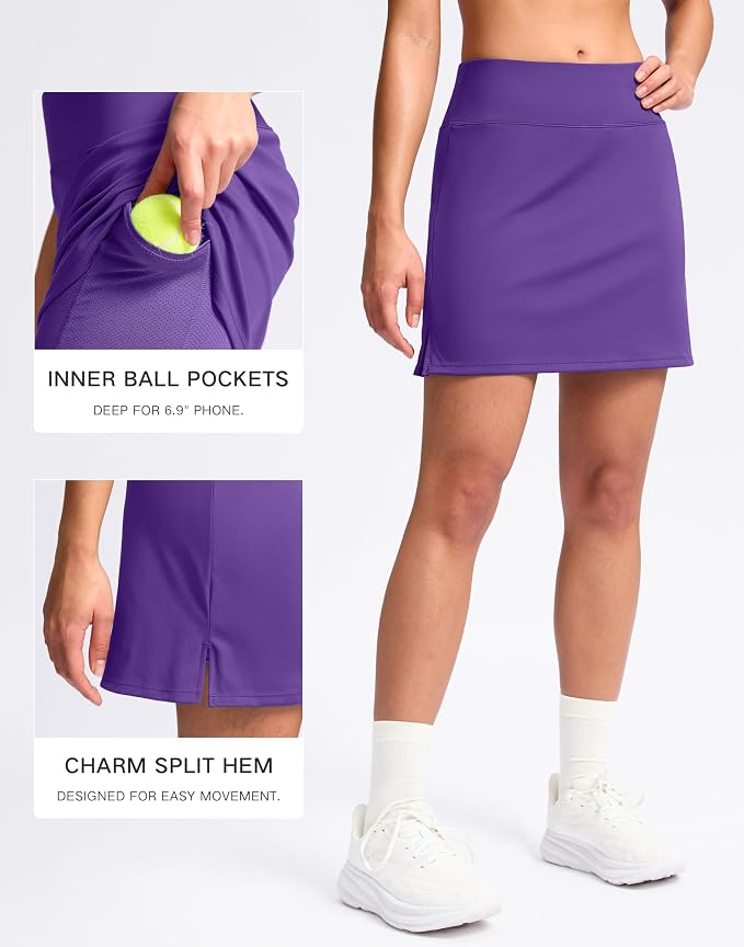 16" Skorts with 2 Pockets | Side Slits, High Waisted, A Line, Casual, Pickleball, Athletic, Golf, Tennis Skirt, for Women