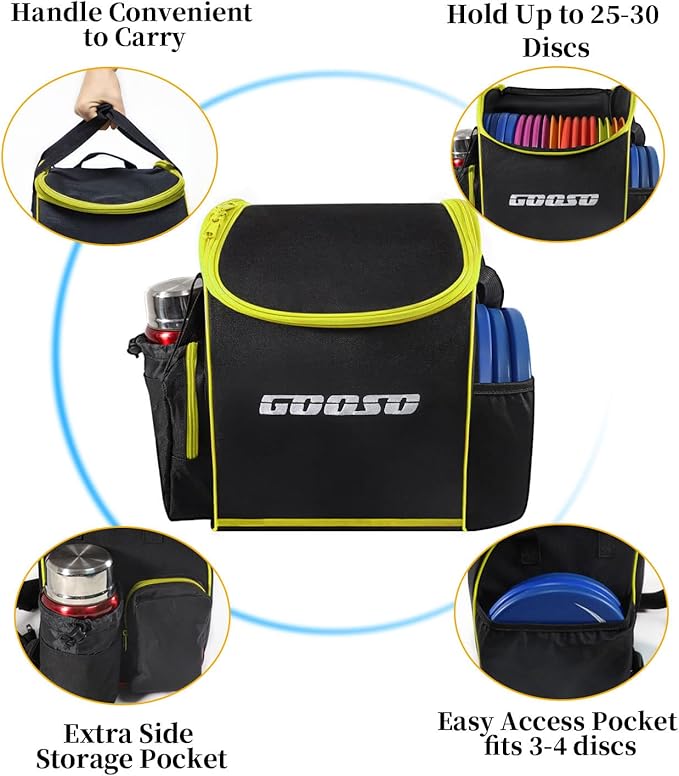 GOOSO Disc Golf Set with Bag - 12 PCS Flying Disc Golf Discs for Beginner with Putter, Midrange, Driver | Portable Disc Golf Backpack Holds 28+ Discs Free Stand Bag Design for Convenient Use