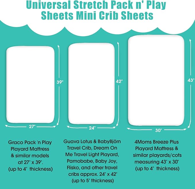 Pack n Play Sheets, BROLEX 2 Pack Mini Crib Sheets,Stretchy Portable Fitted Playard Sheet Set, Convertible Playard Mattress Cover,Ultra Soft Breathable Material,Exotic & Flora