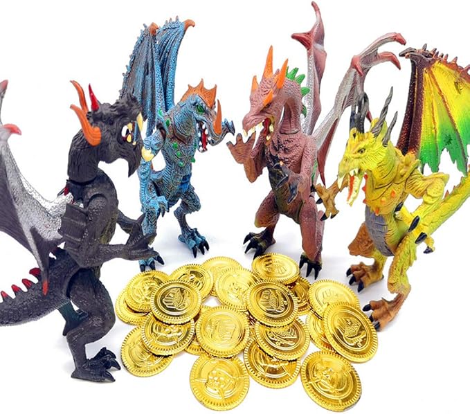 Guaishou Ancient Dragon Knight 4pcs Action Figure with Gold Coin 20PCS