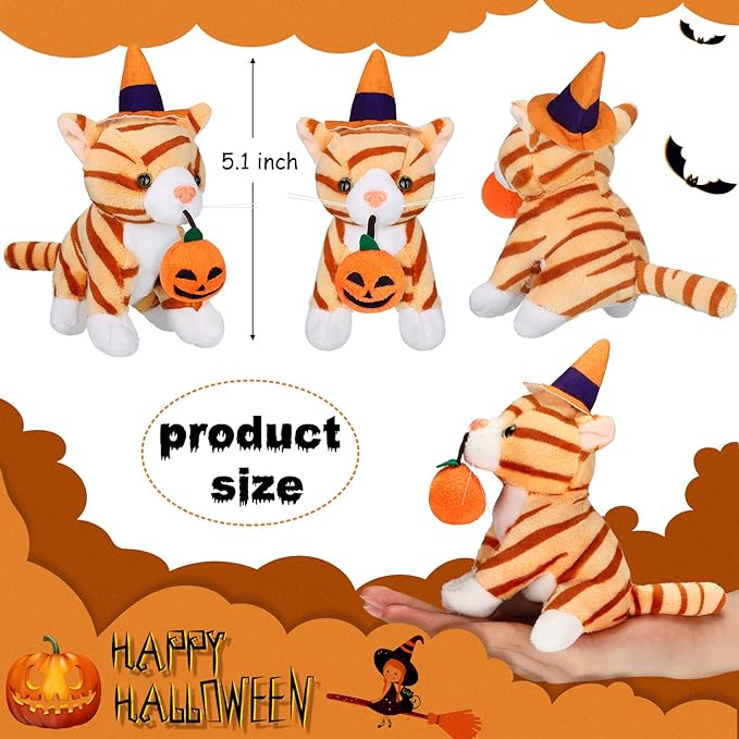 Sumind 8 Pcs Cat Stuffed Animals Bulk Plush Pets 5 Inch Cute Assorted Plush Cats Horse for Birthday Halloween Christmas Party Favors Favors(Creep Cat)