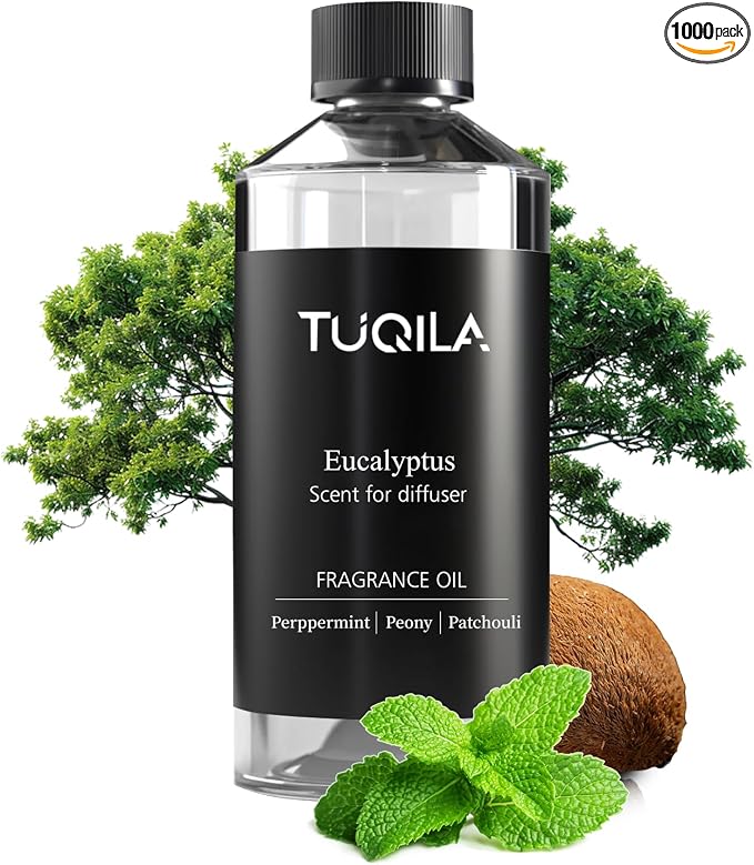 Eucalyptus Essential Oils 500ML Mint Revive Diffuser Scent Oil Purifying Bergamot & Patchouli for Waterless Diffusers, Spa-Grade Breathe Easy Aromatherapy for Home and Welness