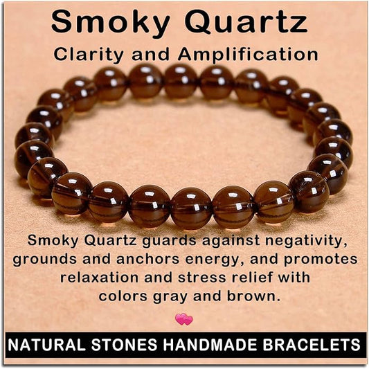 AD Beads Handmade Gemstone Stretch Elastic Bracelet Crystal Healing Reiki Nature's Beauty and Spiritual Essence Unisex