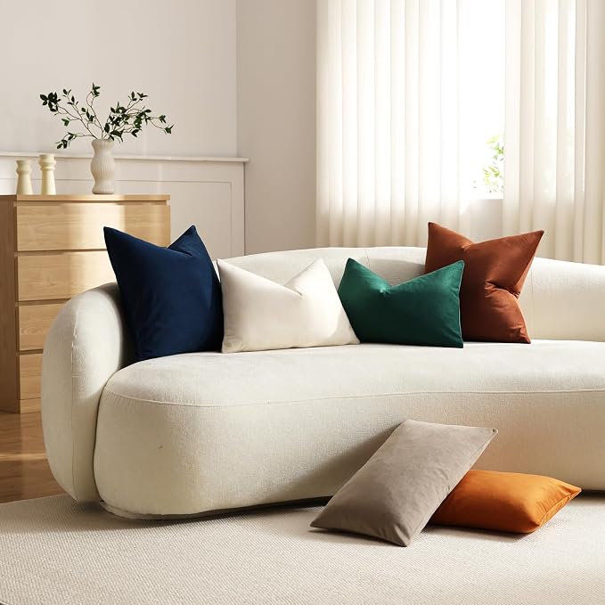 Throw Pillow Covers 22x22 Midnight Blue: Pack of 2 Cozy Soft Velvet Square Modern Luxury Decorative Throw Pillow Cases for Sofa Couch Living Room Bed Home Decor