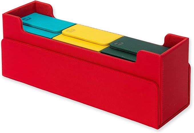 Vault X Card Storage Box, Exo-Tec Material, Detachable Magnetic Lid, with Dividers & Foam Fillers, for Trading Cards (Red)