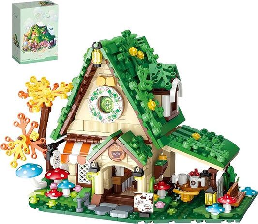 Forest Tree House Coffee House Building Blocks Set Toys,Mushroom House Building Blocks Kit,Best Present for 8+ Boys,Girls or Adults
