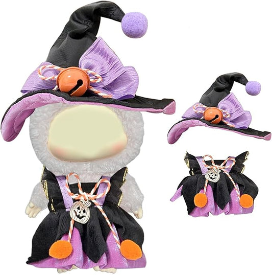Halloween Purple Witch Costume, Witch Dress with Hat and Pumpkin Decoration for Dolls, Halloween Party Doll Clothes Outfit