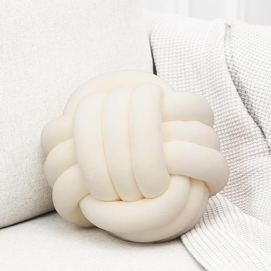 Petrella Knot Pillows Ball Round Throw Pillows Home Decor Cushion Decorative Aesthetic Throw Pillows，White 11inch