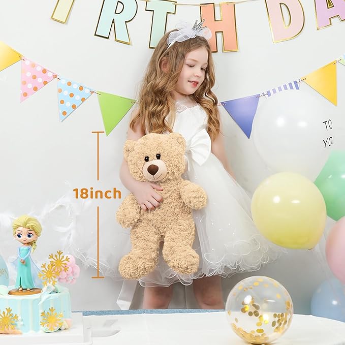 Tezituor Small Teddy Bear Stuffed Animals, Cute 18inchTeddy Bear Plush Toys for Kids Girl Boy, Valentines Teddy Bear plushie Gift for Girlfriend Boyfriend Women Wife, Beige