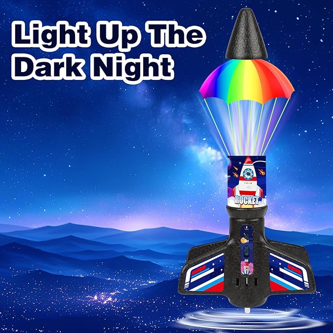 Rocket Launcher Toy Gifts for Kids - Self Launching Motorized Air Rocket with Parachute Launch Up to 200 Ft Model Rockets Outdoor Toys Birthday Gifts for Boys Kids Ages 6 7 8 9 10 11 12 3-5 5-7 8-12