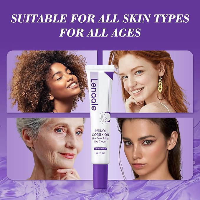 Eye Cream, Retinol Eye Cream for Dark Circles, Puffiness Anti Aging, With Hyaluronic Acid, Peptides, Caffeine Reduces Bags, 1234