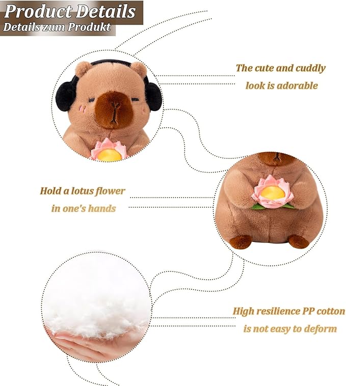 Capybara Plush Toy, Capybara Plush Stuffed Animal Doll, Cute Realistic Soft Capybar Toy Stuffed Plushies,Guinea Pig Toys Home Decor Great Birthday Gift for Boy Girl(Color:Brown,Size:38cm)