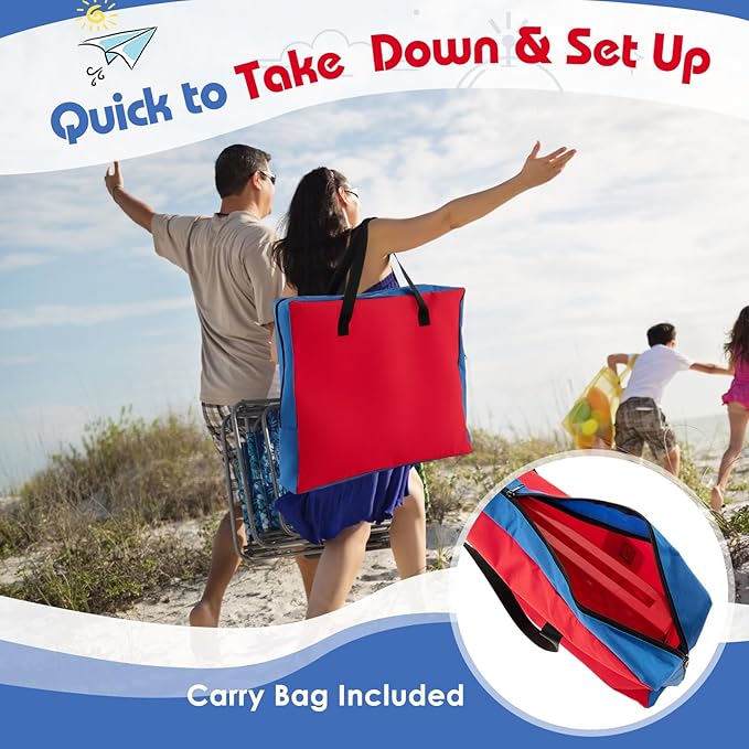 COSTWAY Giant 4 in a Row Game with Storage Carry Bag, Jumbo 4-to-Score Game w Chess, Quick Release Slider for Kids Adults, Indoor Outdoor Backyard Connect Game Set (Blue&Red)