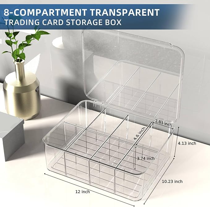 Transparent Trading Card Storage Box-Holds 2000+ Loose Cards-Plastic Card Deck Box for Baseball Cards/for Toploaders/for Graded Card/for MTG/for Magnetic Etc.