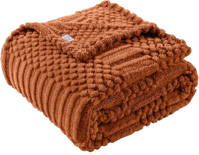 Rust Throw Blanket - Soft & Fluffy Fleece, Cute & Aesthetic, Perfect for Sofa, Couch, Chair, Bed, Living Room & Bedroom, All-Season Use, Plush & Cozy Decorative Blanket