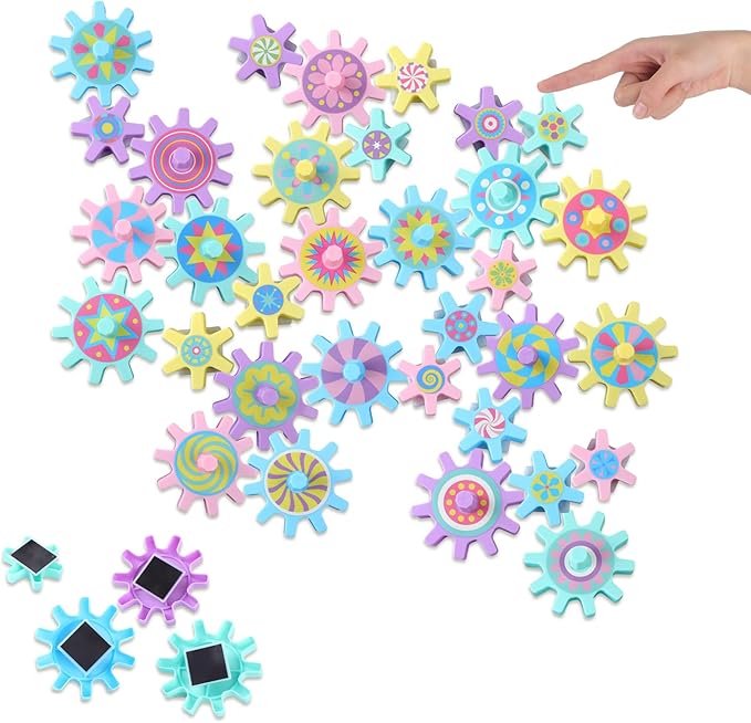 36 Pcs Magnetic Gears Interchangeable Learn Magnetic Spinning Gears for Magnetism Refrigerator or Whiteboard (Macaron)