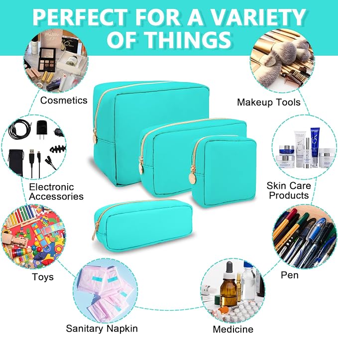 UIXIZQ Large Makeup Bag Pouch,Nylon Women Travel Toiletry Storage Bag Preppy Cosmetic Bag for Girls,Big Makeup Organizer Bag Cute Zipper Pouch Skincare Bag for Sport Work Gift(Large-Cotton Candy)