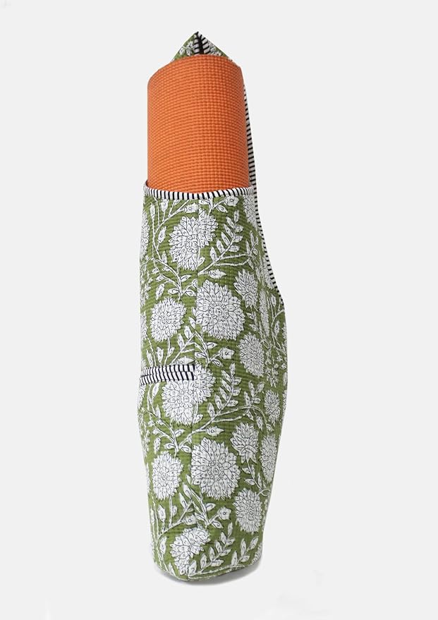 INDIAN CRAFT CASTLE Yoga Mat Bag | Tote Mat Bag | Sling Yoga Tote w/Large Side Pocket & Zipper Pocket | Yoga Mat Carrier Fits Most Size Mats