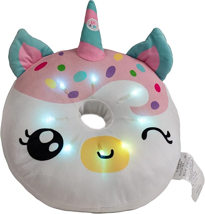 Light Up Pillow for Kids, Plush Led Night Light for Boys and Girls, Oeko TEX Certified, Toddler’s Light Up Sleeping Toy, Unicorn Donut