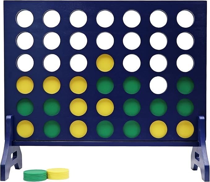 Tailgating Pros Premium Navy Giant Four in a Row with Carrying Case - Jumbo Oversized Outdoor Yard Game - Connect Multiple Pucks in a Row to Win - Many Puck Colors Available!