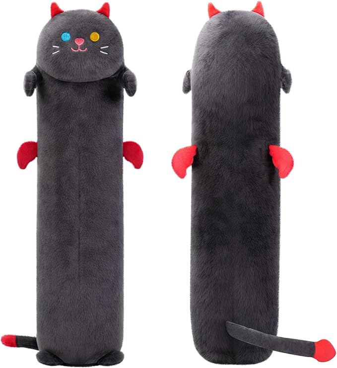 Long Cat Plush 5 Sizes, 120% Extra Filling Giant Plushness Kids Body Pillow, Kawaii Cute Black Cat Stuffed Animals Plushies, Big Long Body Pillow Cat Plush Gift for Girls 44”