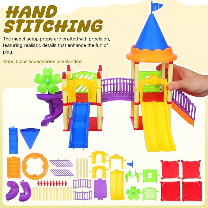 Toyvian Miniature Playground Models Kids Mini Slide Toy Model Plastic Playground Equipment STEM Toys for Kids Mini Playground Doll House Decor