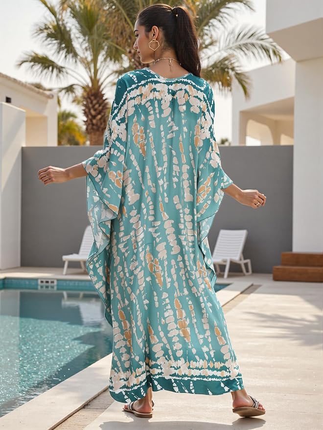 Mumu Dresses for Women Plus Size, Bohemian Kaftan Beach Cover Up Long Maxi Nightgown Soft Loungewear